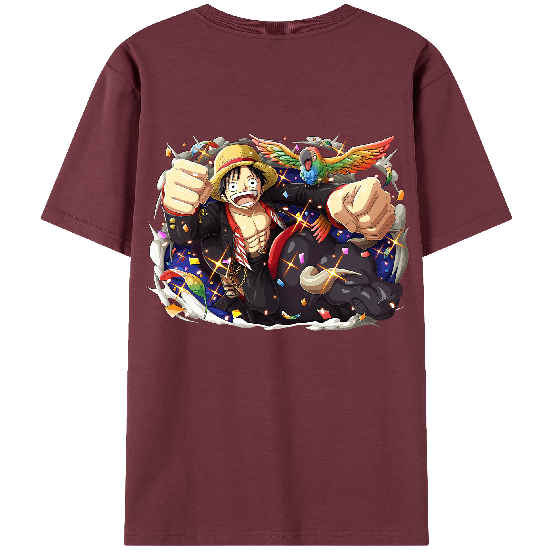 ワンピース モンキー・D・ルフィ ONE PIECE Monkey D. Luffy 綿100％半袖Tシャツ（背面プリント）